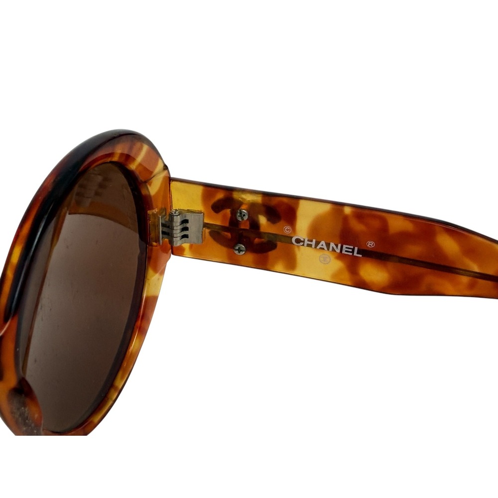 Chanel Vintage Oversized Round Tortoise Shell Sunglasses CC Logo 0014 10 Italy - Picture 7 of 8